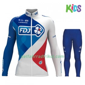 Radbekleidung Radtrikot Langarm + Lang Radhose 2017 FDJ Kinder N001